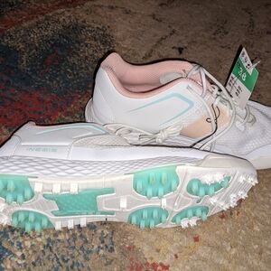 Women's Athletic Shoes - White and Mint